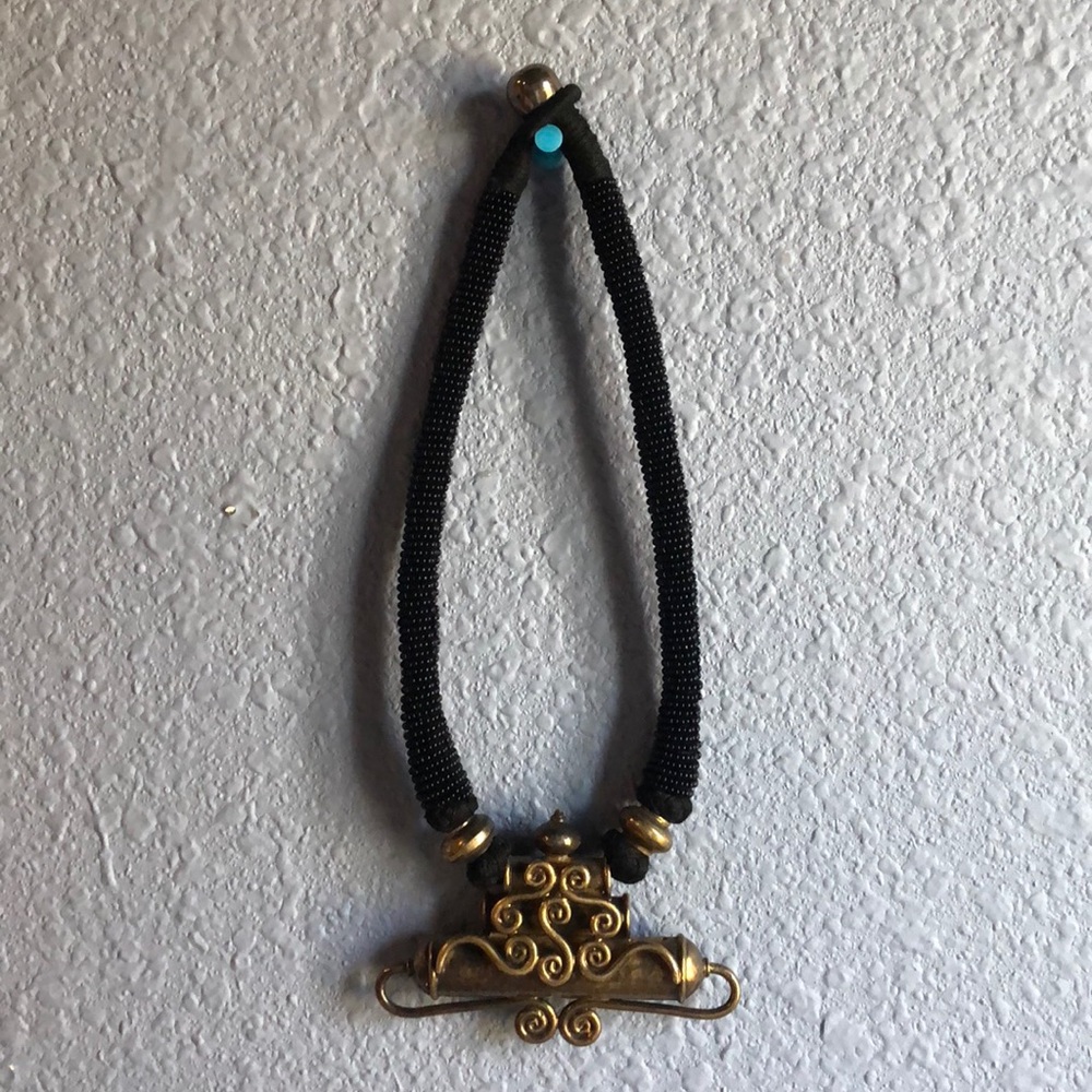 Amrita tribal runway .925 bell charm necklace vtg.
